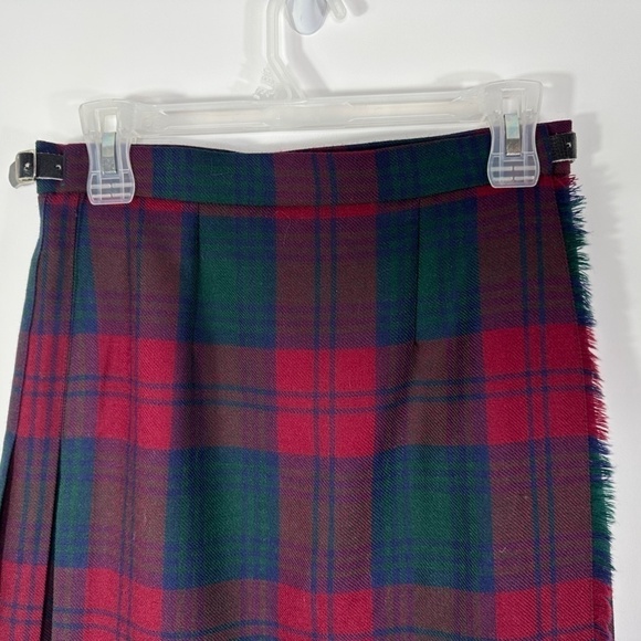 Vintage Moffat Woollens Skirt SZ 12 Tartan Plaid Pleated Wool Red Green Scotland - Picture 2 of 8